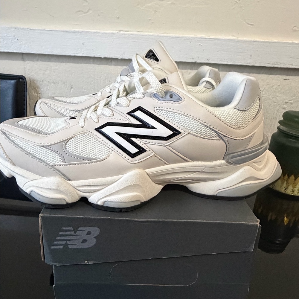 New Balance White and Gray Chunky Athletic Sneakers